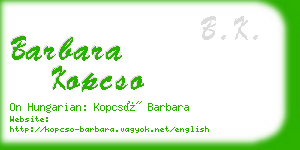 barbara kopcso business card